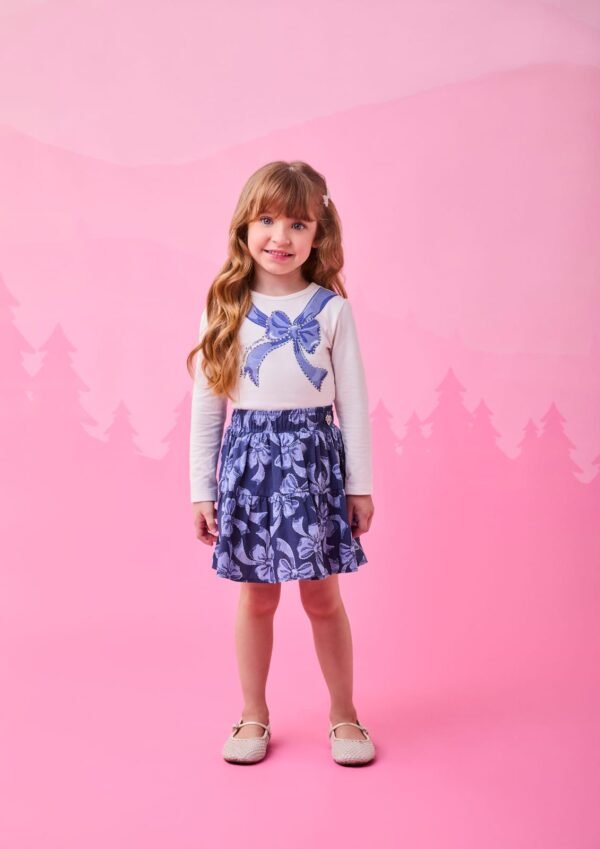 Conjunto Manga Longa com Laços e Strass