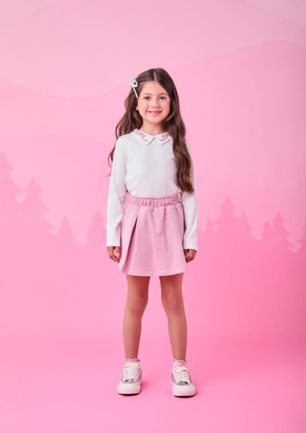 Conjunto Blusa Canelada com Gola