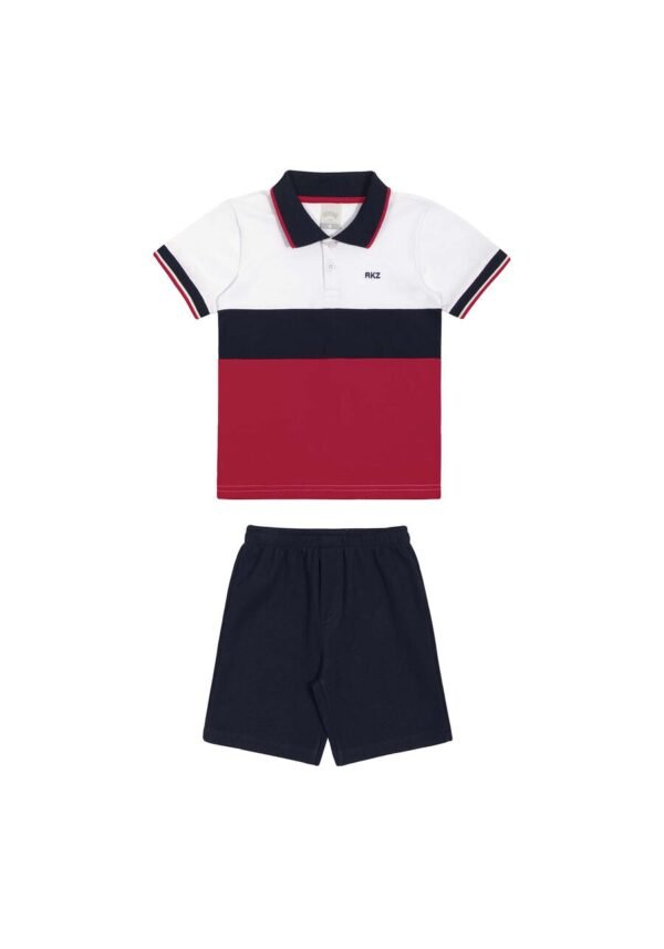 Conjunto Infantil Menino Com Bermuda Lisa E Camisa Gola Polo - Image 2
