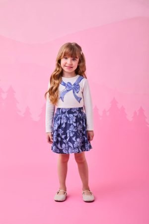 Conjunto Manga Longa com Laços e Strass