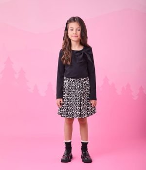 Conjunto de Jacquard com Laço e Strass